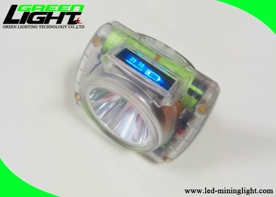 15000lux Compact LED Miners Cap Lamp IP67 Αδιάβροχο διαφανές ABS με οθόνη OLED